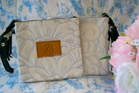 Carved Clutch - Tan & White Collection