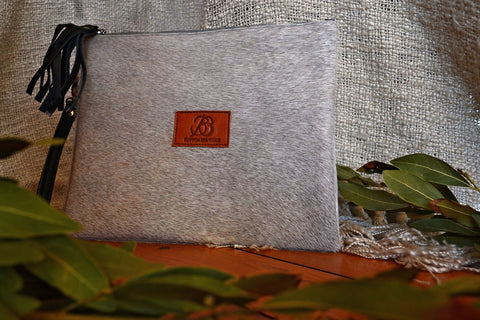 Envelope Clutch - White with a Silver Trim