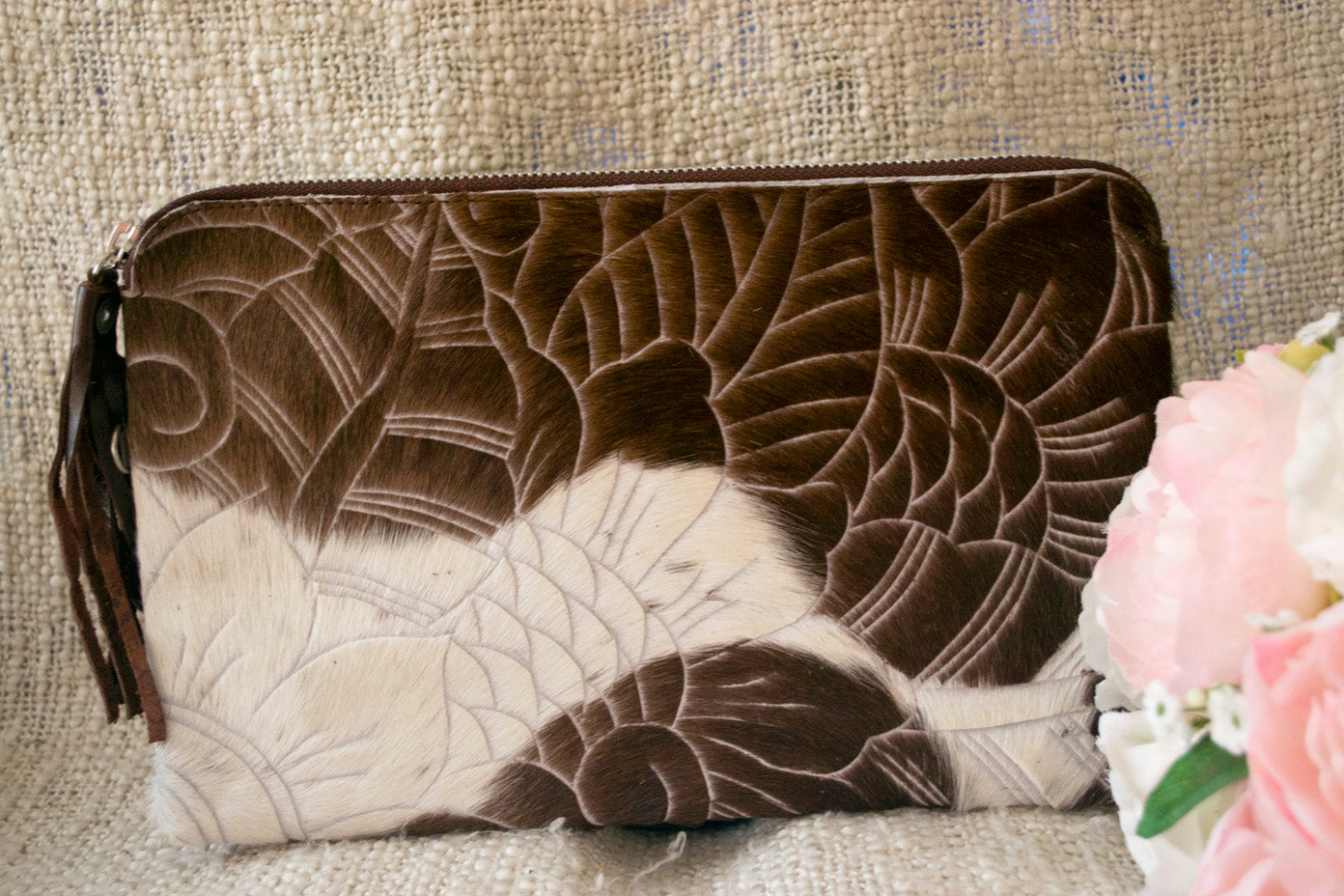 Carved Clutch - Chocolate & White Collection