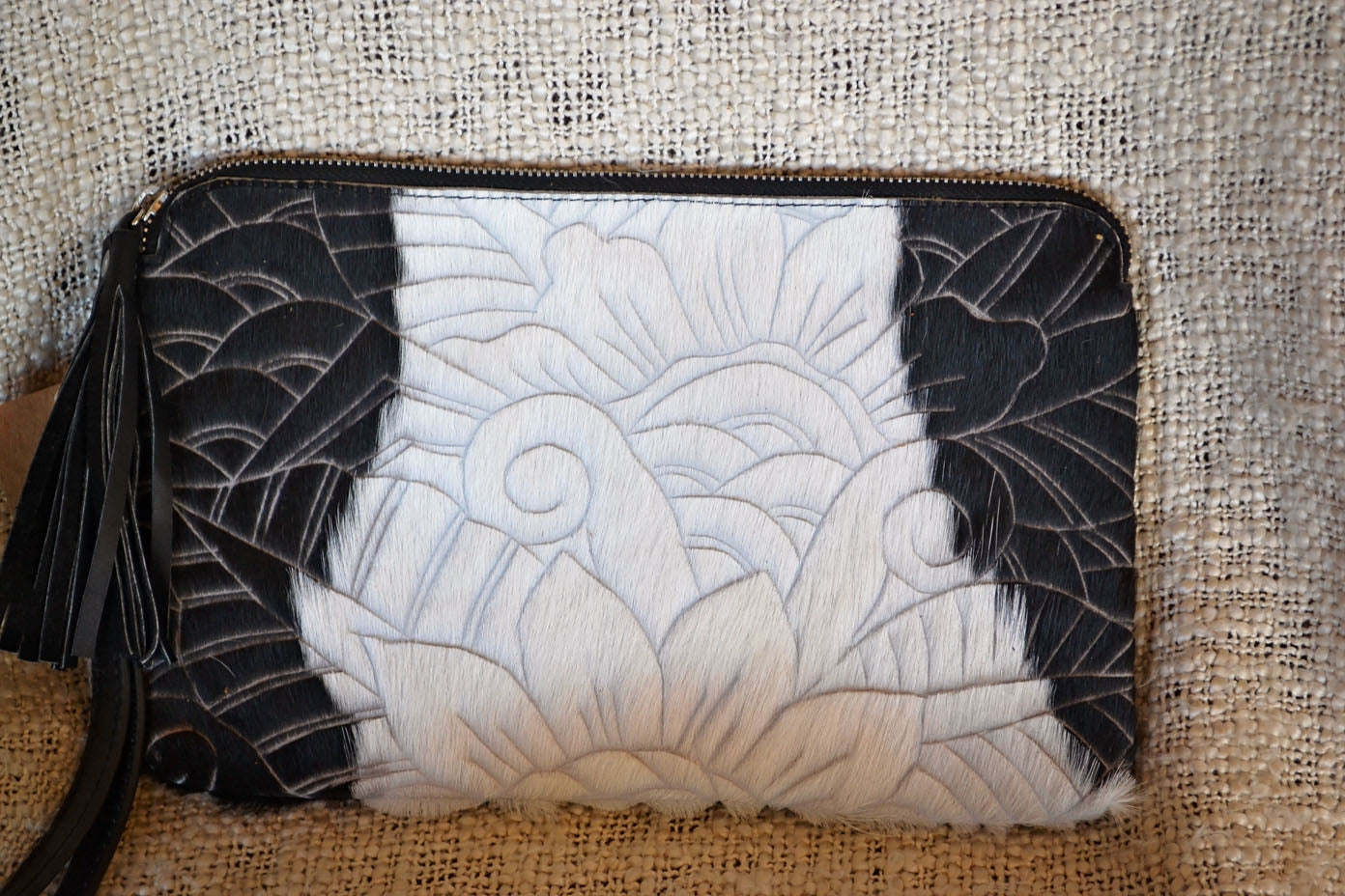 Carved Clutch - Black & White Collection