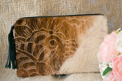 Carved Clutch - Brown & White Collection