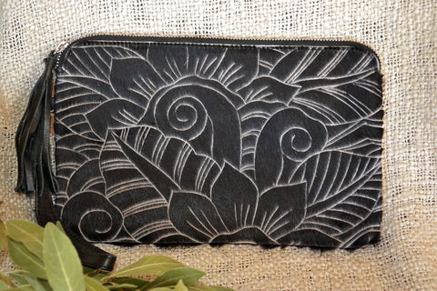 Carved Clutch - Chocolate & White Collection