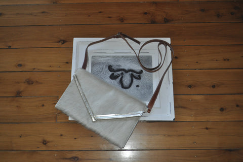 Envelope Clutch - White & Brown