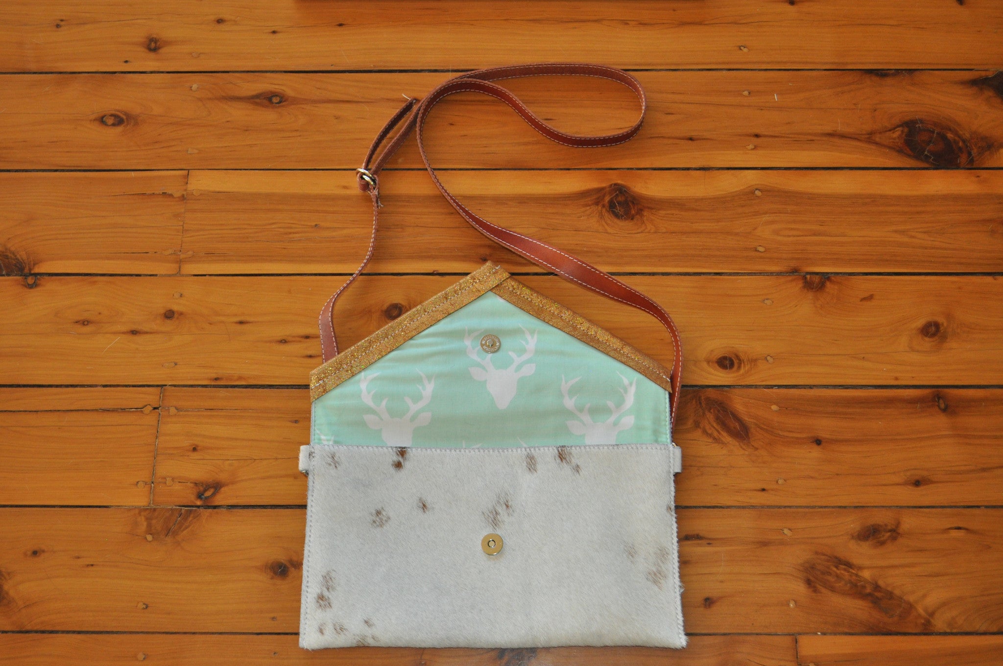 Envelope Clutch - White with a Gold Trim