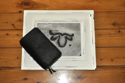 Carved Wallet ~ Double Zip Black & White Collection