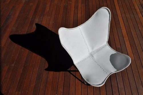 Butterfly Chair - White Leather