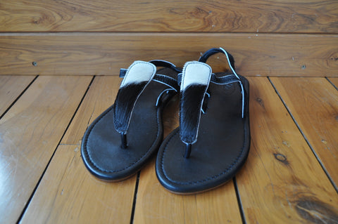White & Brown Sandals ~ Size 39