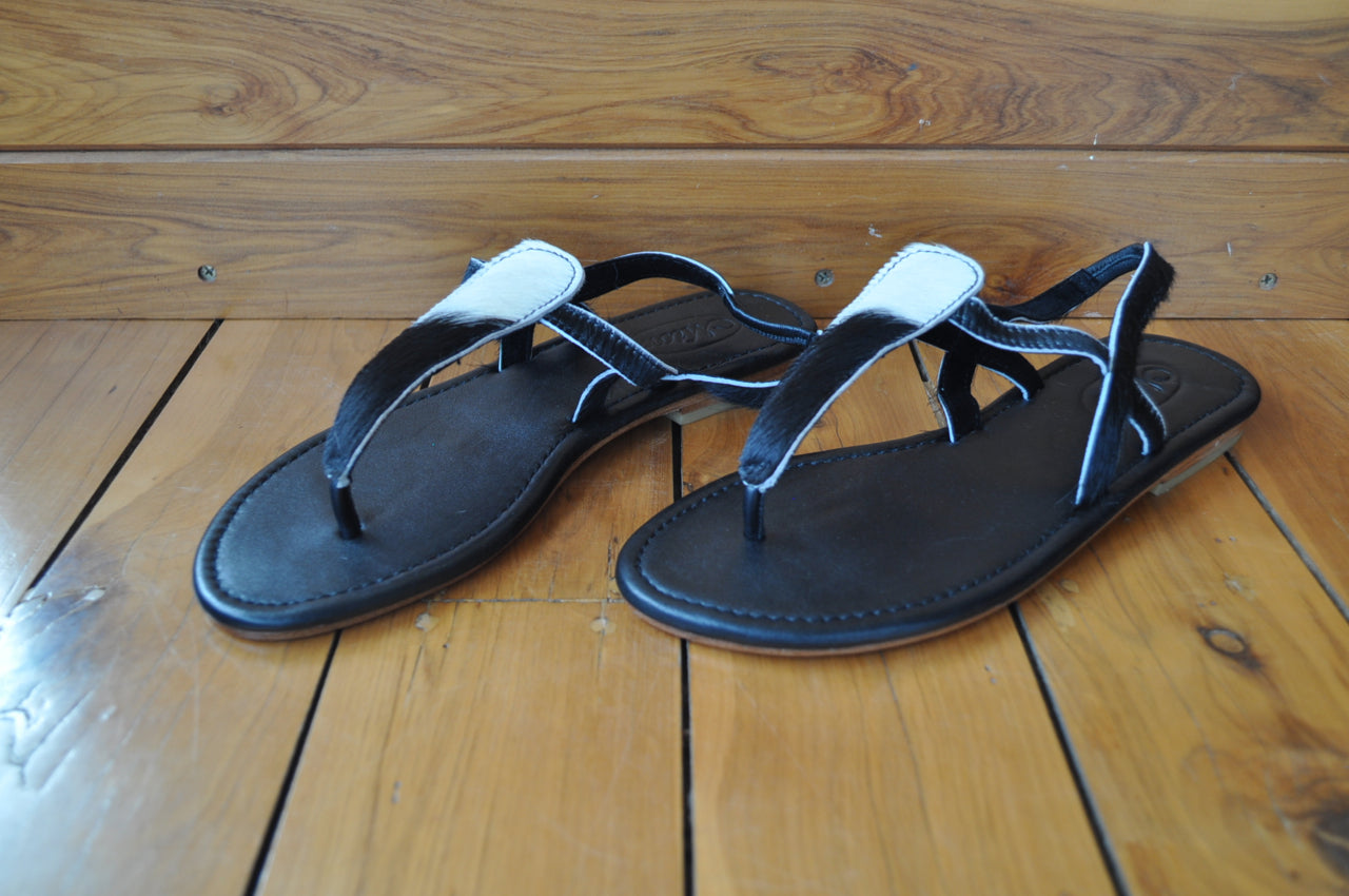 White & Black Sandals ~ Size 41