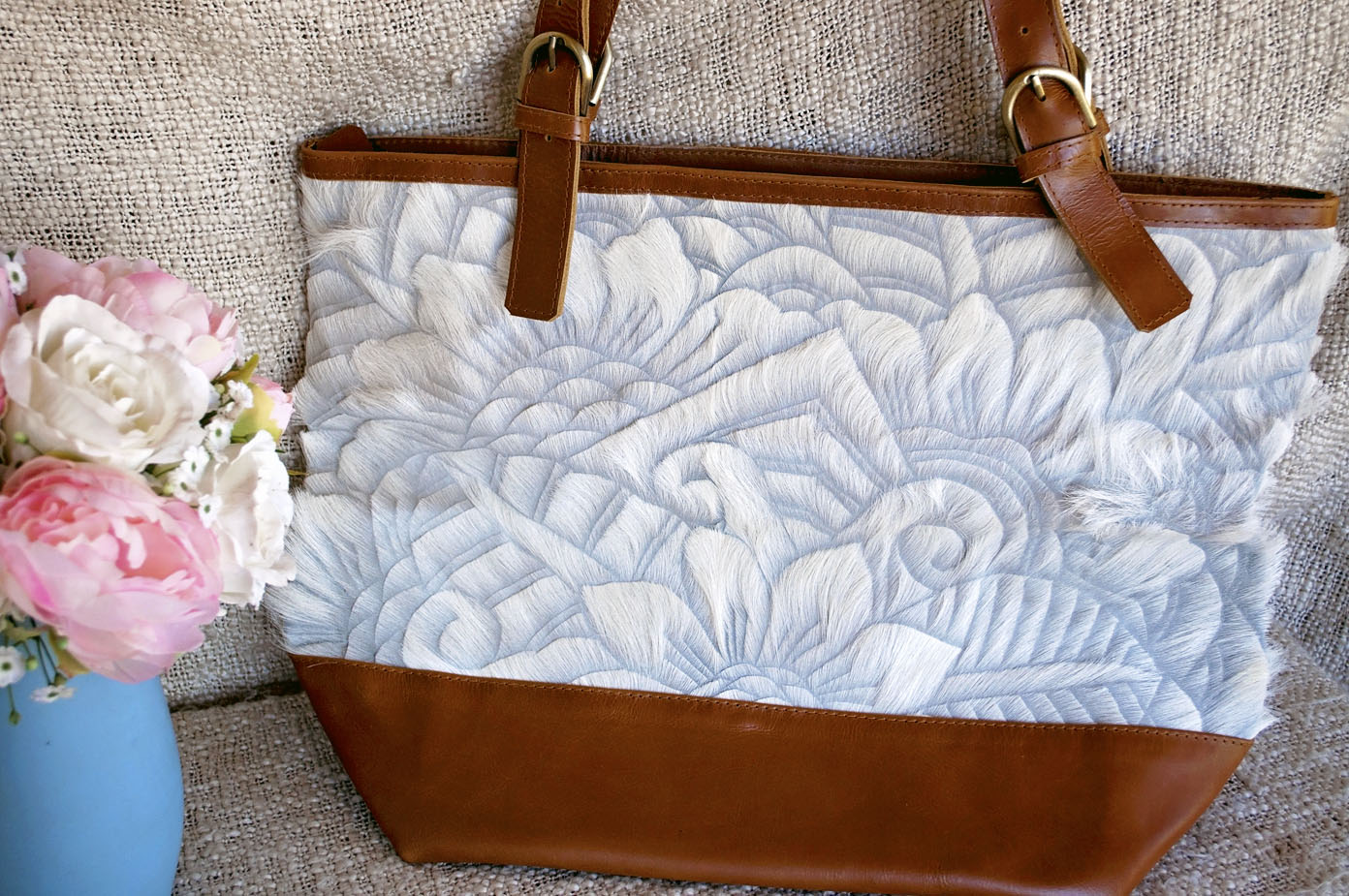 Toolong Tote ~ White Carved Collection