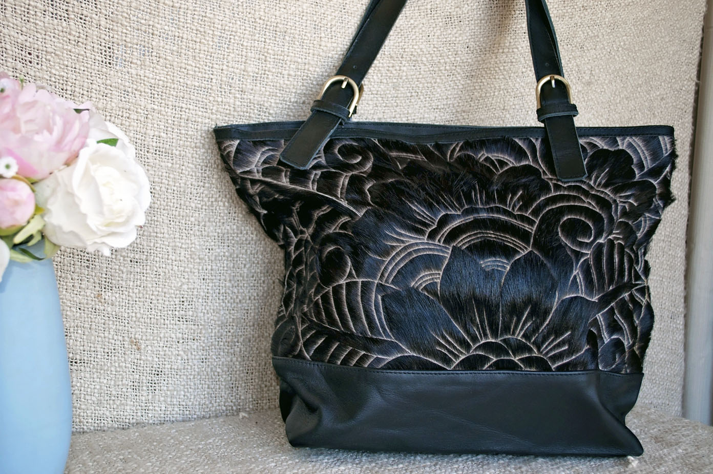 Toolong Tote ~ Black Carved Collection