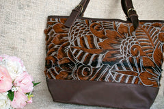 Toolong Tote ~ Brown Carved Collection