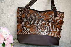 Toolong Tote ~ Brown Carved Collection