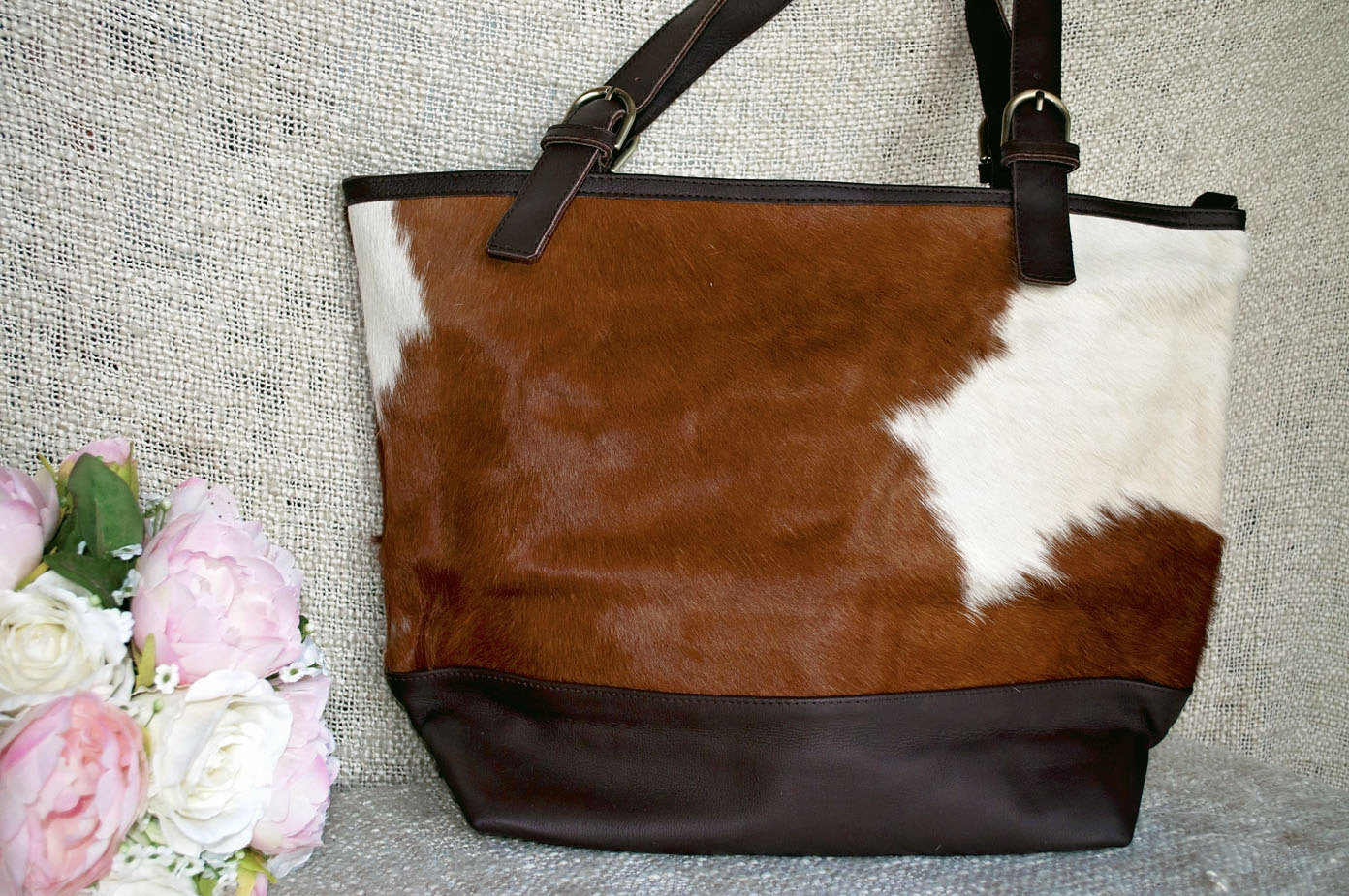 Toolong Tote ~ Brown & White Collection
