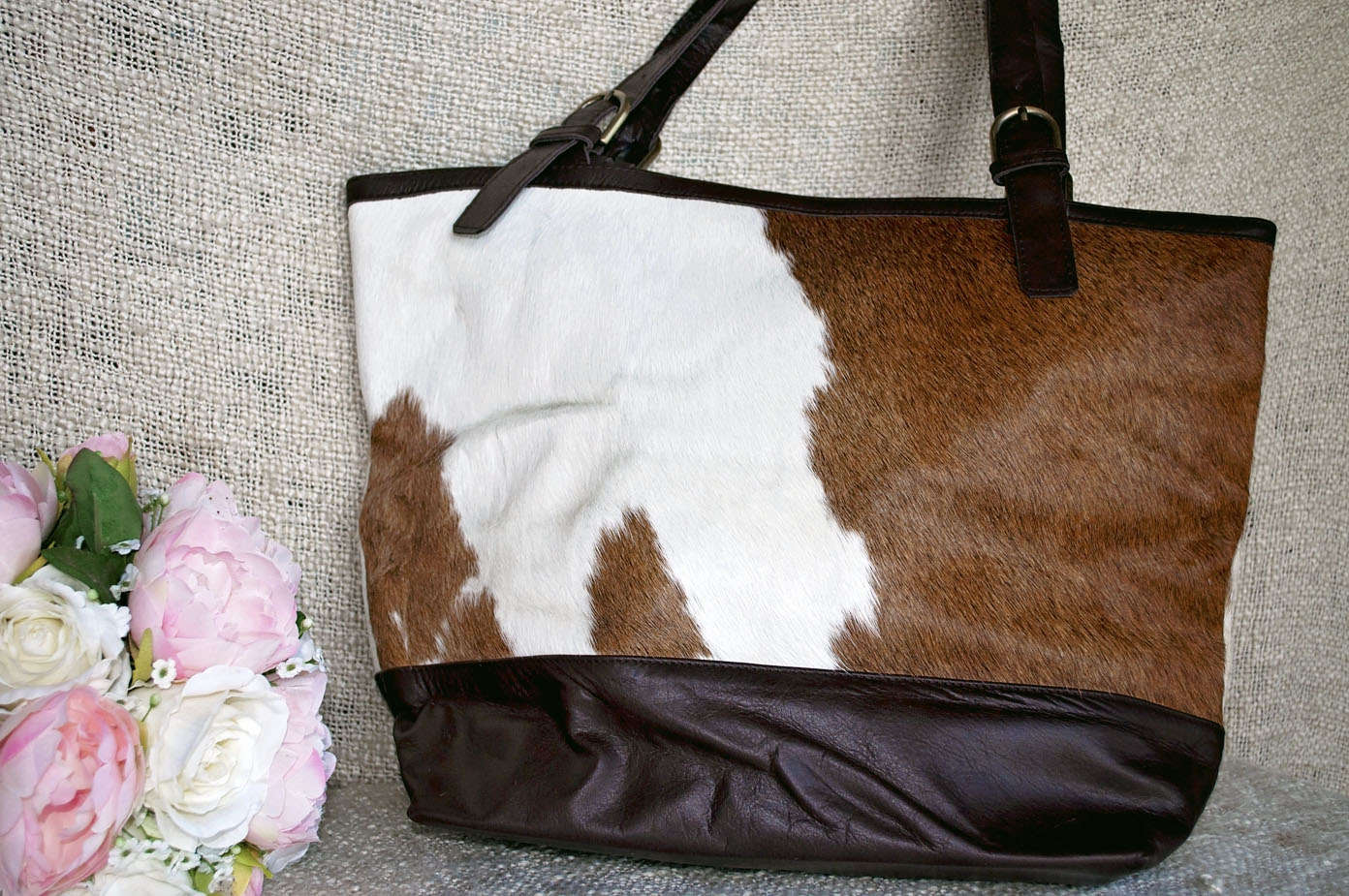 Toolong Tote ~ Brown & White Collection